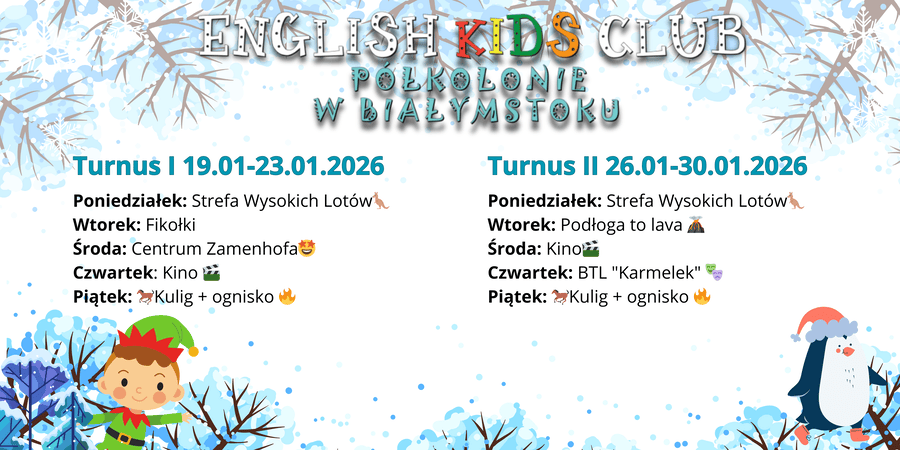 Półkolonie zimowe 2026 zapisy